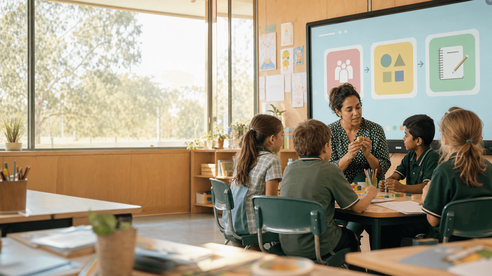 An Australian teacher leading an engaging classroom lesson